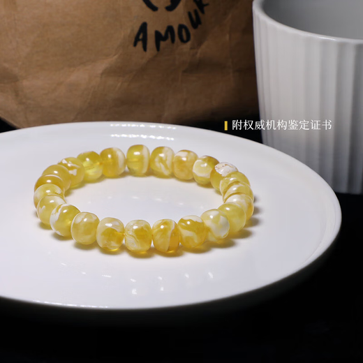 Zhou Runxi Russian material demon flower beeswax old type barrel bead bracelet gold and white amber light pearls single circle men and women bracelet chain gift blue and red