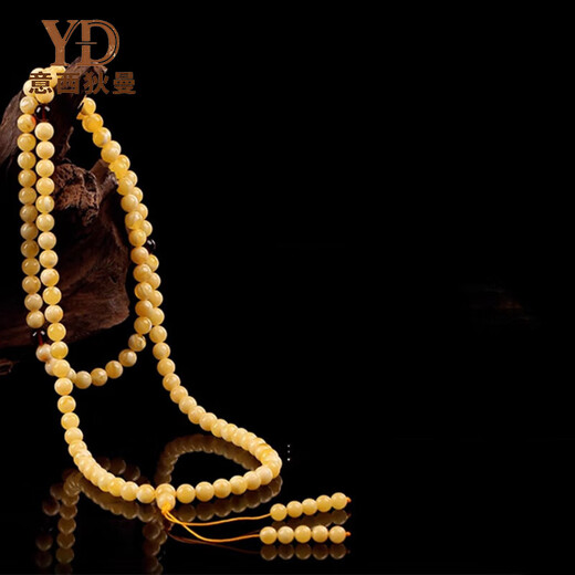 Italian natural Russian material white flower beeswax bracelet 108 beads collection grade 7A multi-circle amber bracelet for men and women with certificate, diameter 6+mm, hand circumference 14,15