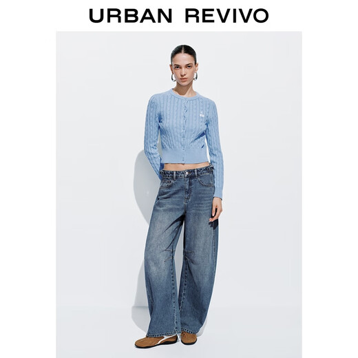 UR2025 Autumn Nuevo estilo de flujo de mujer Retro Whisker Whisker Scimitar Jeans pantalones Uyl850177# Azul 26