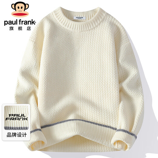 Big mouth monkey (paul frank) sweater men's autumn and winter round neck warm sweater men's bottoming shirt casual top men's off-white XL
