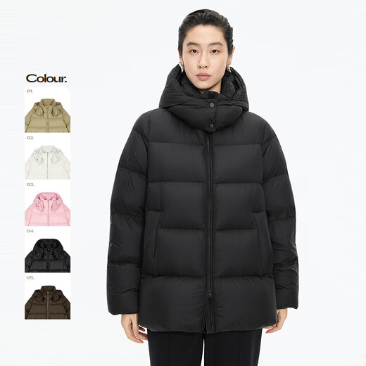Jiangnan Buyi (JNBY) Bai Yueguang 25 new winter down jacket of the same style in the mall A-type loose side zipper 5X0C10110 001/original black (batch 1) S