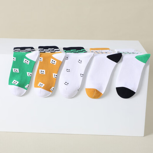 Jeanswest Jeanswest Women's Casual Color Block Stockings 2025 Winter New Women's Casual Stockings L6 5 Pairs Black and White*2+Green and White+Green+Yellow 6S83 One Size