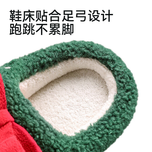Balabala 2025 new children's cotton slippers Christmas girls' non-slip warm and cute boys' winter velvet home slippers