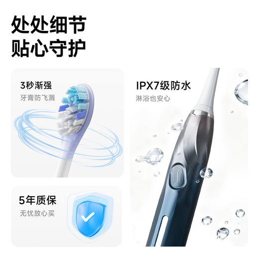 Saijia Intelligent Electric Toothbrush Adult Flagship Travel Portable Gum Protection Brush for Boys Birthday Gift March 8th Goddess Day Gift Sense Plus Titanium Powder (With 8 Brush Heads + Portable Box)