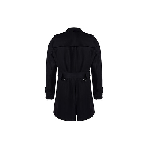 Burberry (BURBERRY) New Year's gift Burbrry wool blend belted double-breasted coat and windbreaker for men, black, black, same style for men and women 2XL