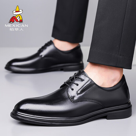 Scarecrow business casual leather shoes men's formal shoes dad derby shoes wedding shoes black 41