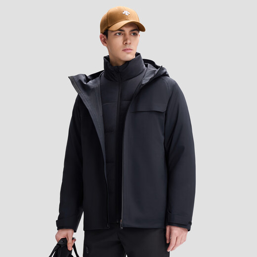 迪桑特（DESCENTE）迪桑特轻薄羽绒内胆防风防水透湿3L三合一冲锋衣两件套男 BK-黑色 XL (180/100A)