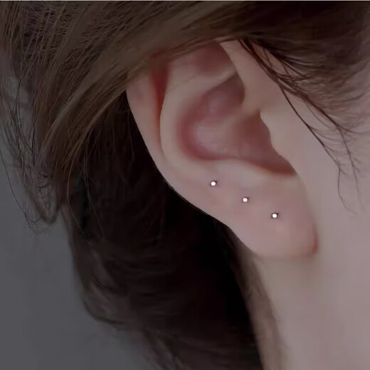 S999 Pure Silver Ear Sticks Full Silver Earrings for Ear Piercing No Picking Simple Invisible Tremella Needle for New Ear Piercing Students Anti-Blocking 1.1cm Long*0.85mm Thick*10 Pieces