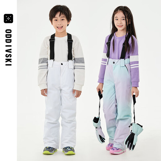 ODDIVSKI children's ski pants boys and girls warm waterproof single and double board medium and large children's snow pants new pants Sweetheart Party One Size 150