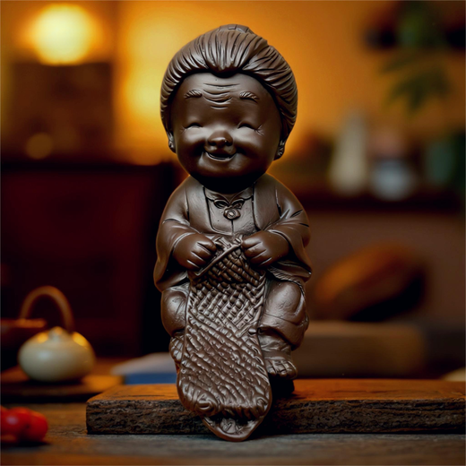 Lying Shadow (Youzai Xianweng) Tea Pet Chinese Desktop Tea Pet Lucky Crafts Decoration Laughing Buddha Maitreya Buddha Statue Youzai Xianweng (Painted Color) Length 10CM