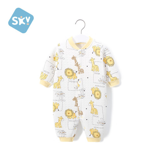 Shubeiyi baby clothes spring and autumn male and female baby jumpsuits 6-12 months infants and young children outdoor crawling clothes autumn clothes blue dinosaur air layer 73cm