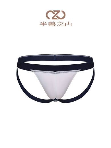 Half-Beast Charming Elegy Fresh Seaman Thong Men's Couple Briefs Super Sexy Double Butt White Wave M