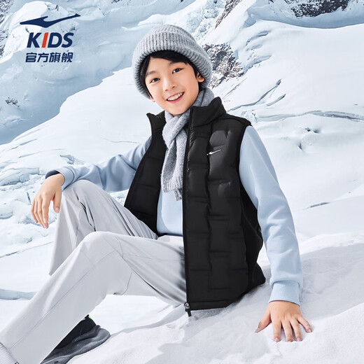Hongxing Erke (ERKE) children's clothing for boys and girls down jacket children's winter warm sleeveless vest black 160