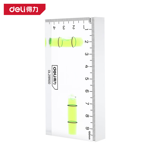 Deli professional level high-precision leveling ruler small acrylic balance ruler transparent level mini level 100mm acrylic DL291100