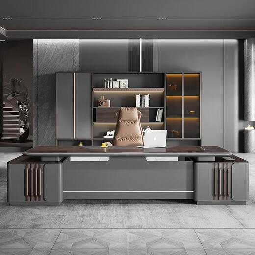 Leadership desk, president desk, boss desk, painted executive desk, office manager desk, supervisor desk and chair combination, 2.2m double cabinet boss desk