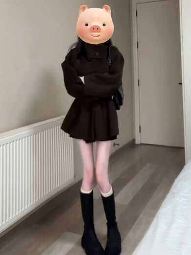 Meishubang Xiaohongshu popular Maillard wear stand-up collar short woolen jacket for women autumn and winter 2025 new style lace-up dark brown version S 4045kgS spot and quick delivery with free shipping insurance