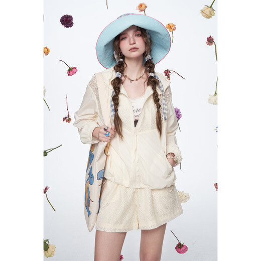 Fairy's Pocket Off-White Lace Shorts Two-piece Suit for Women 2025 Early Autumn New Style Small Casual Fashion Lace Off-White M