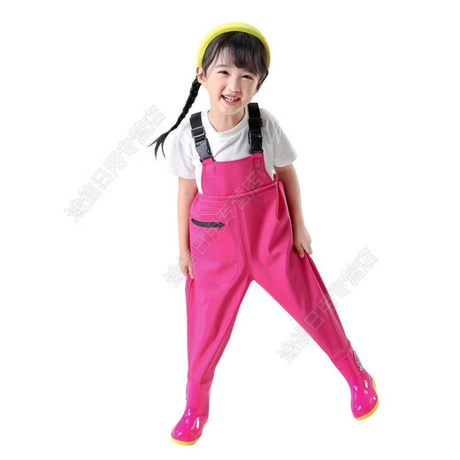 The little cleaner chooses water fork pants for children, water suits for playing in the sea, waterproof waders, jumpsuits for kindergarten, children's beach rain boots for men and women, children's dinosaur overalls with pockets, size 34 (shoe inner length 21c)