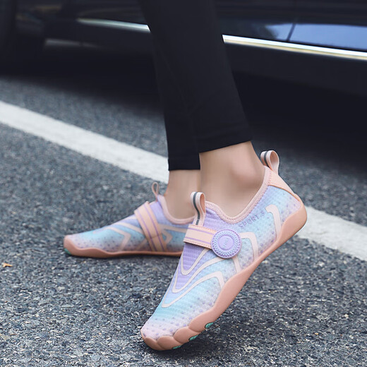 Beach wading shoes for men and women, outdoor rafting shoes, river tracing shoes, non-slip, anti-cut, quick-drying swimming and diving shoes, fitness yoga 732, dark blue orange 42