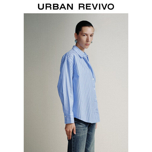 UR2025 new autumn women's high-intellectual temperament vertical striped long-sleeved cardigan shirt UWM250140