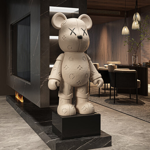 Dyed Spring Violent Bear Floor-standing Decoration Large Large Living Room TV Cabinet Decoration Light Luxury High-end Doll Housewarming Gift Medium Height 72cm Beige + Piggy Bank