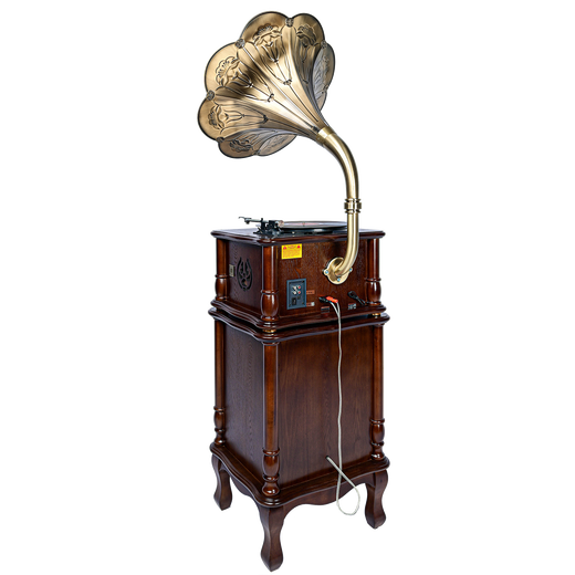 Jinmo gramophone retro living room European-style vinyl record player large speaker old-fashioned record player gramophone CS16 CS16 black beard color - with 53cm copper speaker subwoofer lower cabinet