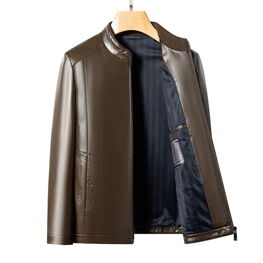 Мужская кожаная повседневная деловая куртка TEDELON из искусственной кожи с воротником-стойкой для папы, осенне-зимняя высококачественная кожаная куртка, черный M