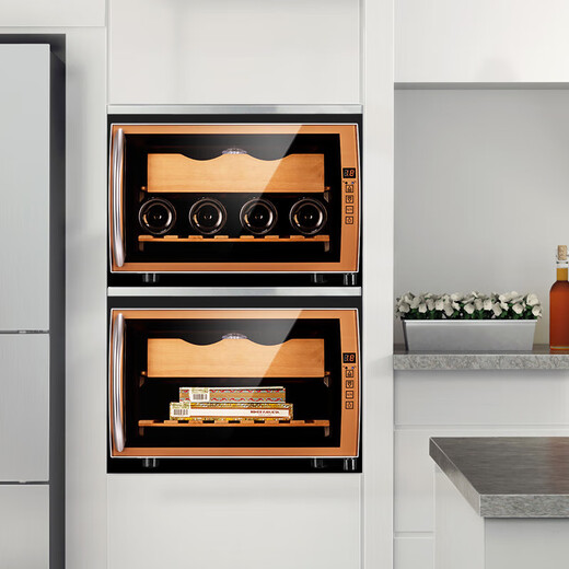 CIGARLOONG 25C cigar cabinet temperature controlled moisturizing Spanish cedar wood naked small mini humidifier household energy-saving silent electronic cabinet dual-core dual-core refrigeration constant temperature red wine cabinet golden cigar red wine 25L cigar cabinet