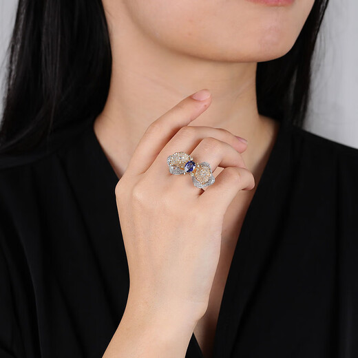 Huajin 18K gold luxury sapphire and diamond ring 1.38ct