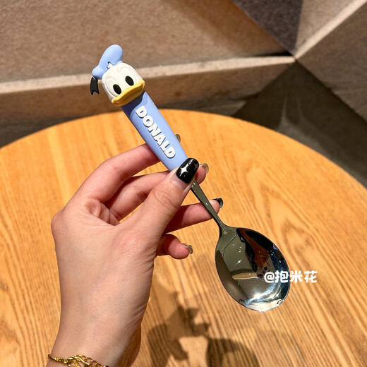 Genuine silicone spoon Mickey Minnie Donald Duck cute cartoon children 304 stainless steel tableware Minnie stainless steel (shaped spoon)