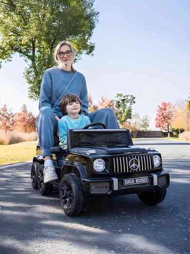 Other Homes Two-seater big G children's electric car four-wheel remote control car child off-road stroller baby toy car can seat adults parent-child ride together dual throttle black four-wheel drive Chaowei portable 12V703 electric drive + SF Express