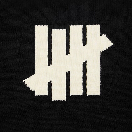 UNDEFEATED five-stripe American sweater, trendy men's and women's same LOGO campus style sweater, black UE53GKR02M M