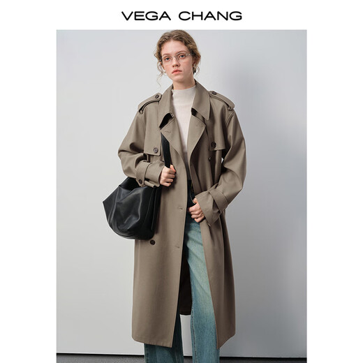VEGA CHANG Short Windbreaker Women's 2026 New Spring Double-breasted Design Small Jacket Baked Brown-1 L