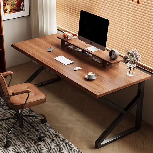 Gujia Home Desk Computer Desk Gaming Desk Study Desk Study Desk Desk Writing Desk Workbench Simple Single Desk 25mm Thick Desktop -1.2m*60*75|Walnut Color