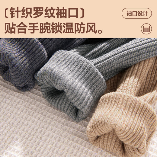 Jeanswest Henley collar sweater men's solid color basic lazy style pullover Japanese boyish winter loose sweater apricot (solid color) M (170) (full refund for quality issues within 30 days)