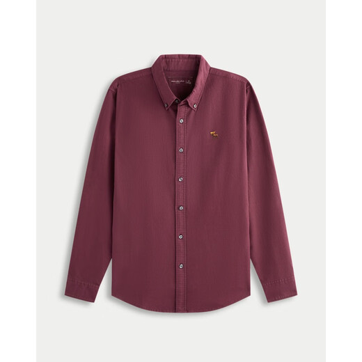Abercrombie & Fitch Oxford shirt small elk pattern slim long-sleeved shirt 25 autumn men's 125-5225 purple M (180/100A)