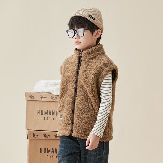 Duojia double-sided Icelandic velvet boys' vest autumn and winter children's contrast-edged plush vest medium-sized children's warm jacket