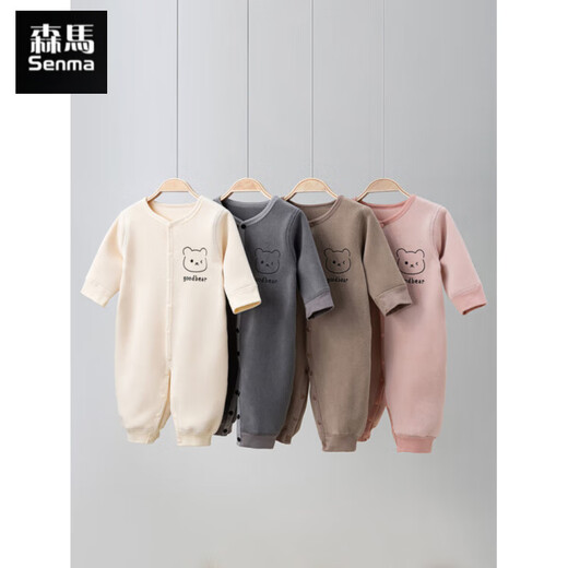 Semir children's warm velvet jumpsuit for spring, autumn and winter, warm velvet outdoor clothing for boys and girls, baby indoor rompers, beige warm velvet edged jumpsuit 66cm