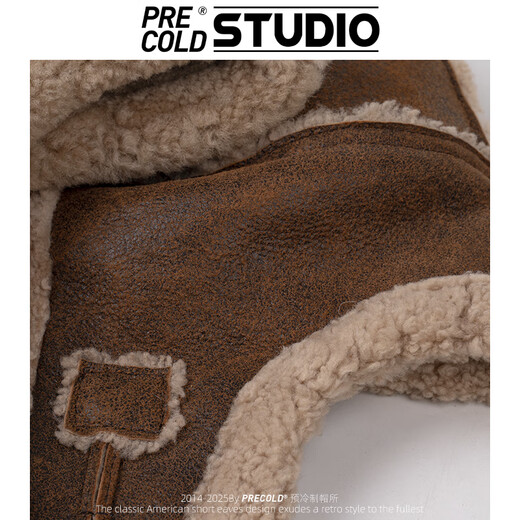 PRECOLD genuine leather hat, fur integrated thickened pilot hat for men, warm middle-aged and elderly Lei Feng hat, original ecological fur hat for women, dark brown (genuine leather pilot hat with six-piece horn buckle)