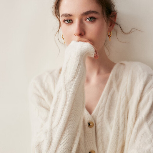 SENLIYA international light luxury high-end cashmere sweater baby small cashmere knitted cardigan women's loose lazy style cashmere sweater hemp khaki brown M