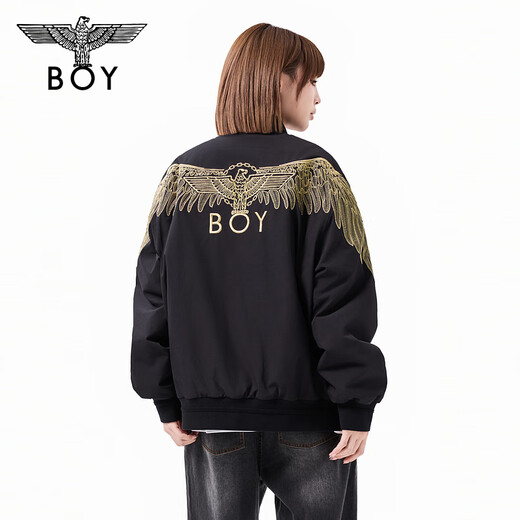 BOY LONDON Autumn and Winter trendy cotton-padded jackets for men and women, embroidered baseball collar jackets, cotton-padded jackets, N29900, black S