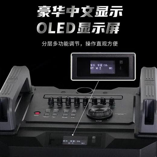 Malata square dance audio high-power shocking bass portable outdoor karaoke trolley speaker professional stage performance equipment karaoke sound card live broadcast internal recording all-in-one machine M+9036B Juding third generation (12-inch bass) built-in sound card + dual charging microphones gift pack