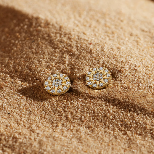 APM MonacoSoleil earrings gold small sun earrings compass earrings