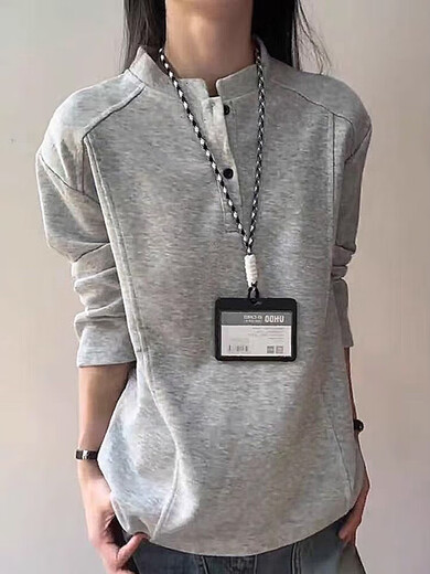 Cleanfit right shoulder henley collar long sleeve t-shirt men's early autumn American polo shirt sweatshirt stand collar bottoming shirt light gray upgraded model contact customer service for a discount of 10 yuan M