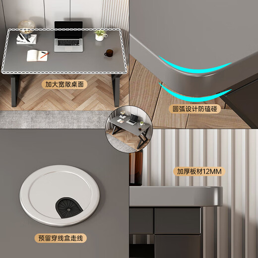 Computer table desktop home e-sports table simple light luxury office desk bedroom student study table writing desk double X type white marble 100*60*75cm