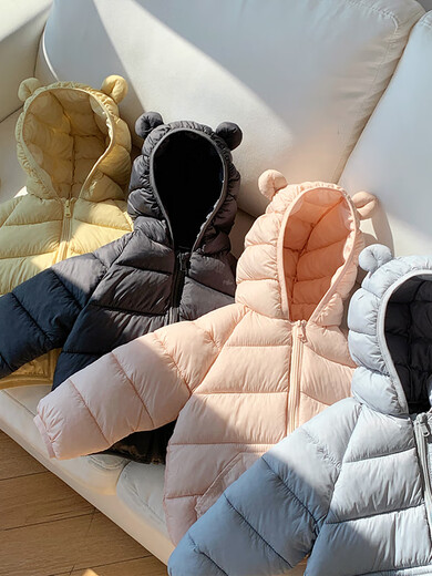 Xiaohongshu hot style boys and girls jackets children's jackets 2025 winter children's clothing boys and girls letter cotton coat baby trendy black cm 90