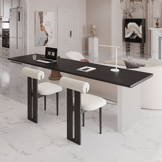 Oscarden solid wood desk, high-end, light luxury, large long table in the living room, home horizontal hall sofa, long table behind the sofa, study table, North American ash wood 220*60, wireless charging socket