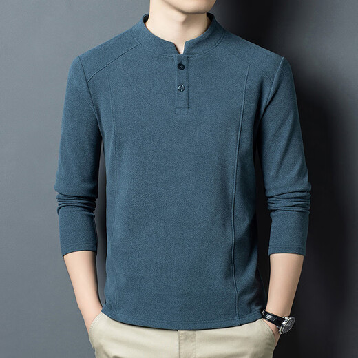 AEMAPE American Apple high-end double-sided German velvet men's sweatshirt autumn and winter Henry trend versatile long-sleeved bottoming shirt for men white German velvet L recommended 110-130Jin Jin equals 0.5 kg