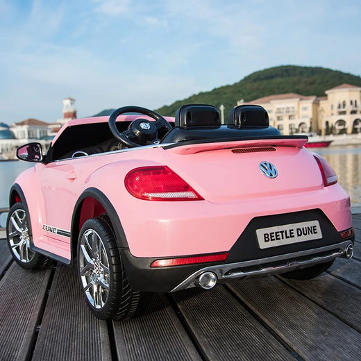 Cool Sun Volkswagen Beetle children's remote control car can sit on baby electric car children's car pink soft wheel