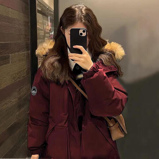Down cotton-padded jacket for women in winter 2025 new style parka for women small, removable fur collar cotton-padded jacket, versatile jacket, navy blue, thickened, cold-resistant, non-running cotton, M recommended 100-120Jin Jin equals 0.5 kg